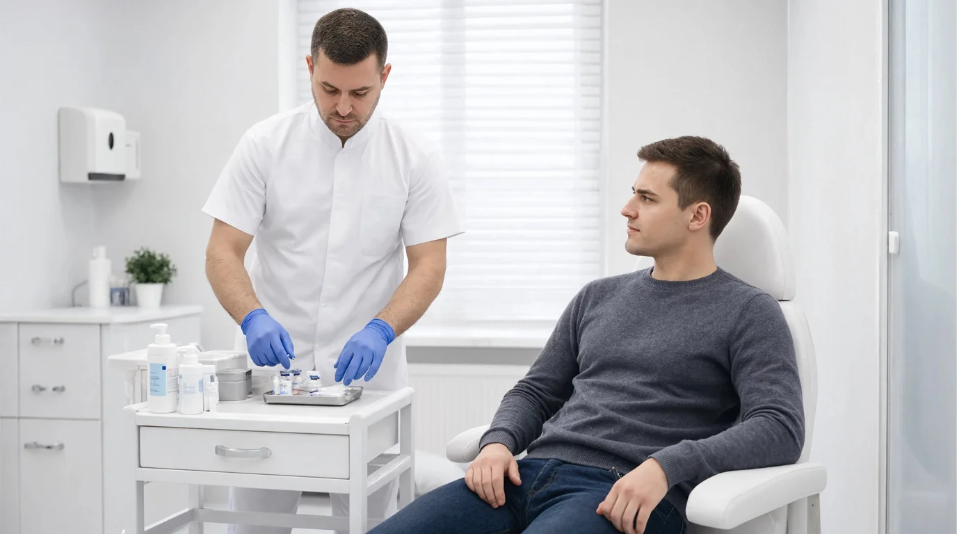 Врач осуществляет процедуру кодирования Алгоминал